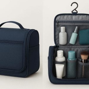 Waterproof Travel Toiletry Bag with Hanging Hook Large Capacity Makeup Cosmetic Organizer for Women and Men Travel Essentials Navy Blue