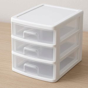 3 Drawer Plastic Desktop Storage Cabinet Small Mini Organizer for Office Stationery Makeup and Crafts with Transparent Drawers White